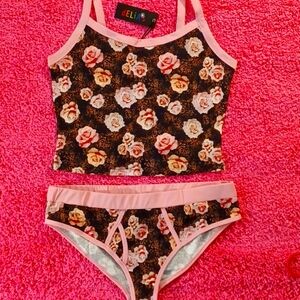 DOLLSKILL Delia's 1X HAZING MEMORIES SOFT KNIT PJ SET PINK FLORAL KNIT